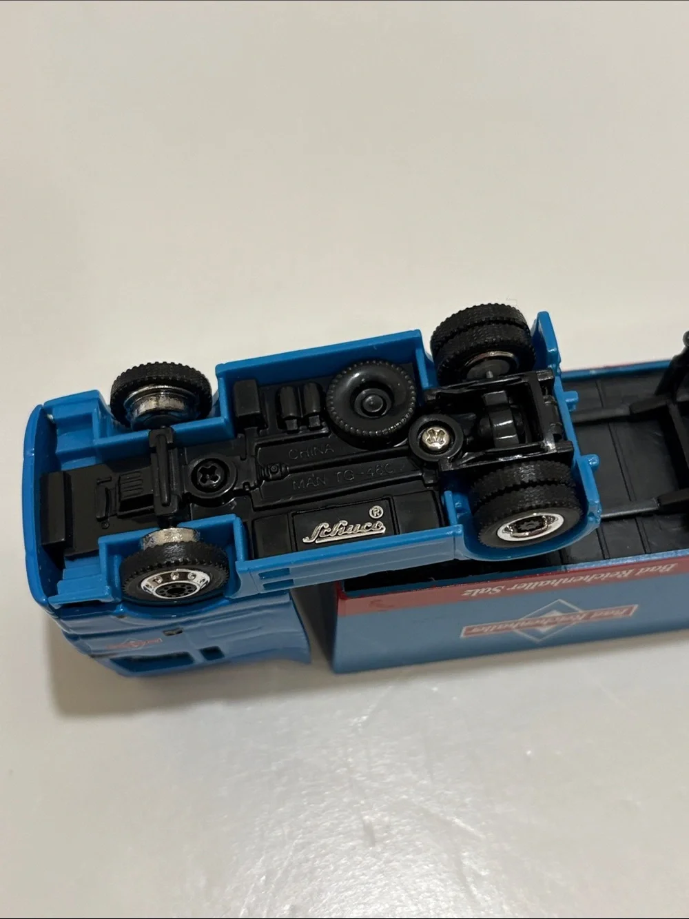 Schuco toy truck and trailer. 1:87 scale. With original packaging.